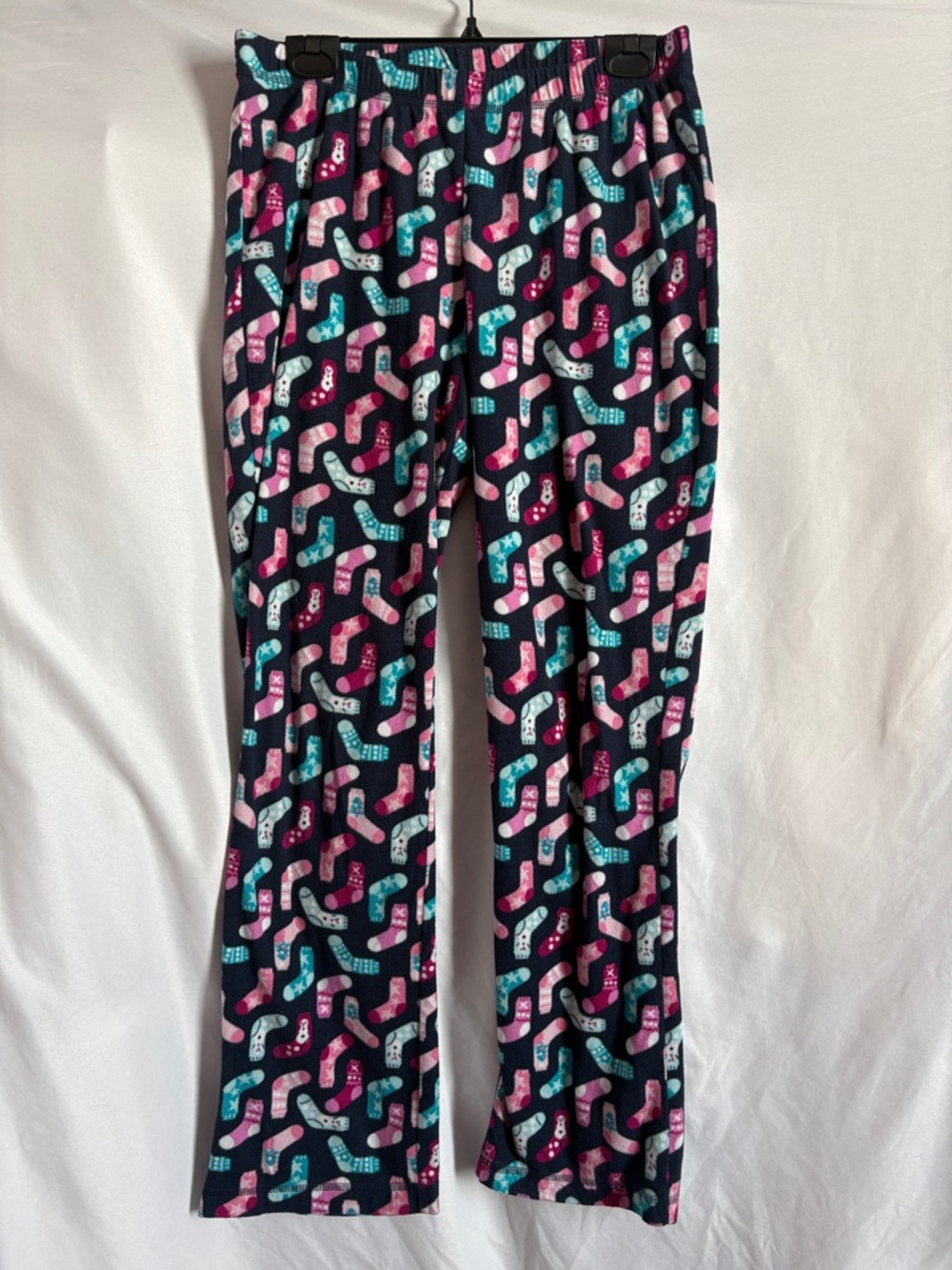 George Navy Pajama Pants with Pink, Teal & White Sock Pattern LL73